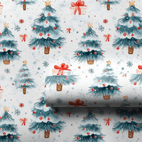 Snowy Pine Tree Gift Wrap, Watercolor Christmas Trees Wrapping Paper, Watercolor Pine Tree Wrapping Paper, Holiday Present Gift Wrap Roll