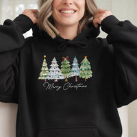 Watercolor Forest Sweatshirt, Watercolor Christmas Tree Hoodie, Comfy Holiday Pine Tree Hoodie, Winter Nature Pullover, Xmas Present for Women