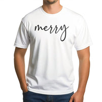 Cursive Script Holiday Typography Tee, Minimalist Merry Christmas T-Shirt, Adorable Simple Christmas Shirt, Winter Festive Outfit Present