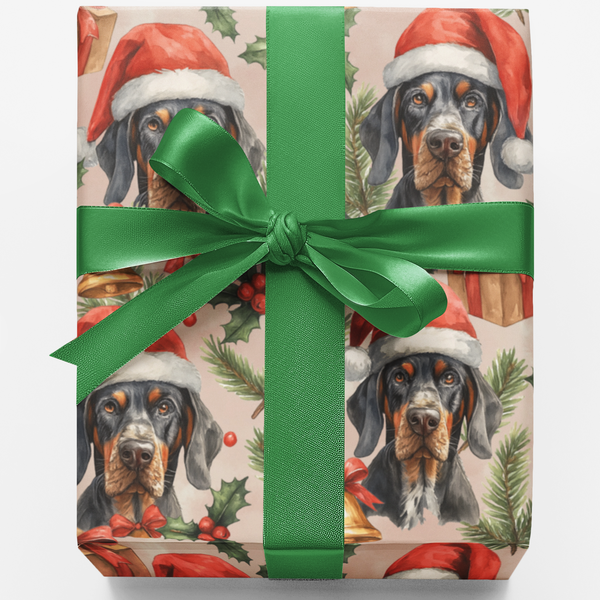 Winter Pine Dog Gift Wrap, Bluetick Coonhound Wrapping Paper, Coonhound Christmas Wrapping Paper, Rustic Holiday Gift Wrap fo