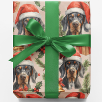 Winter Pine Dog Gift Wrap, Bluetick Coonhound Wrapping Paper, Coonhound Christmas Wrapping Paper, Rustic Holiday Gift Wrap for Dog Lovers