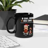 A Girl and Her Dog Holiday Coffee Mug, Dog Lover Christmas Mug, Glossy Winter Xmas Mug, Adorable Festive Dog Mom Drinkware Cup Present