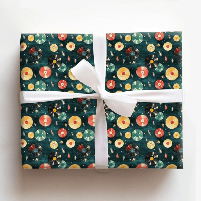 Music Lover Christmas Gift Wrap, Retro Vinyl Record Wrapping Paper, Vintage LP Holiday Wrapping Paper, Mid Century Gift Wrap Paper Roll