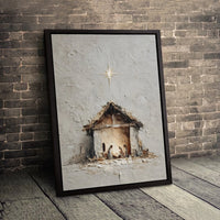 Textured Impasto Christmas Canvas Print, Nativity Scene Canvas Wall Art, Religious Holiday Wall Art, Holy Night Canvas, Christian Xmas Present