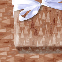 Scandinavian Forest Holiday Gift Wrap, Rustic Christmas Tree Wrapping Paper, Hand-Drawn Xmas Gift Wrap Roll, Seasonal Present Paper