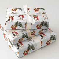 Festive Dog Holiday Wrapping Paper, Beagle Christmas Wrapping Paper, Winter Scarf Puppy Gift Wrap Roll, Beagle Gift Wrap, Dog Lover Present