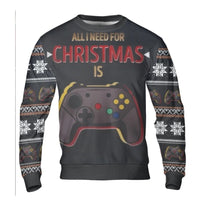 Video Game Controller Xmas Sweater, Gamer Ugly Christmas Sweater, Humorous Gaming Holiday Sweater, Retro Gamer Crewneck Sweatshirt Present