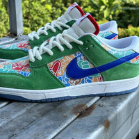 Low Top Sneakers, Green Blue Colorway, Lace Up Design, Casual Gift for Sneaker Fans