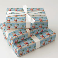 Beach Christmas Gift Wrap, Tropical Santa Wrapping Paper, Watercolor Coastal Santa Wrapping Paper, Palm Tree Holiday Gift Wrap, Seaside Wrap