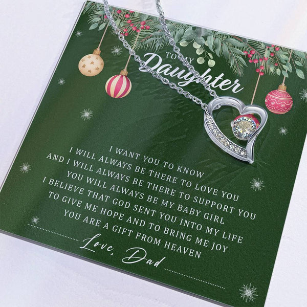 Dad to Daughter Necklace, To My Daughter Heart Necklace, Forever Love Pendant, Christmas Daughter Necklace, Sentimental Keeps