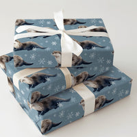 Winter Snowflake Wrapping Paper, Otter Gift Wrapping Paper, Adorable Animal Holiday Wrapping Paper, Christmas Gift Wrap for Otter Lovers
