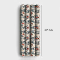 Vintage Cycling Christmas Gift Wrap, Santa Biking in Snowy Forest Wrapping Paper, Bicycle Holiday Wrapping Paper, Cyclist Gift Wrap