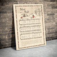 Vintage Sheet Music Canvas Print, Silent Night Christmas Carol Canvas Art, Religious Christmas Canvas Wall Decor, Holiday Music Present