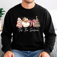 Leopard Print Christmas Tree Crewneck, Tis the Season Retro Santa Sweatshirt, Preppy Western Holiday Sweater, Adorable Xmas Present for Her