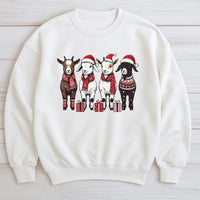 Adorable Festive Farm Animal Crewneck, Christmas Goat Sweatshirt, Santa Hat Goat Sweater, Holiday Animal Lover Pullover, Winter Xmas Present