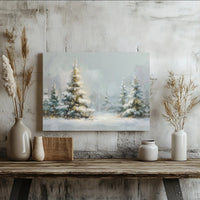 Snowy Christmas Tree Canvas Print, Winter Forest Canvas Wall Art, Holiday Landscape Wall Art, Festive Winter Scene Canvas Wall Decor