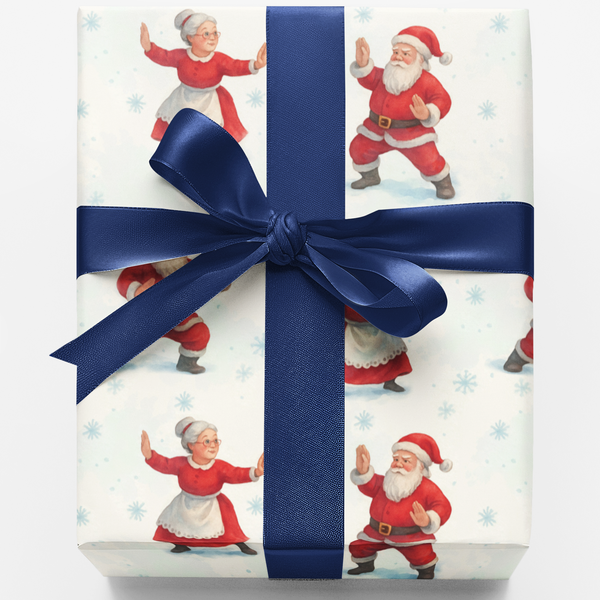 Humorous Santa Gift Wrap Paper, Tai Chi Santa Christmas Wrapping Paper, Martial Arts Holiday Wrapping Paper, Xmas Wrap, Festi