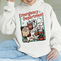 ER Nurse Holiday Hooded Sweatshirt, Emergency Department Christmas Hoodie, Medical Doctor Xmas Pullover, Healthcare RN Present