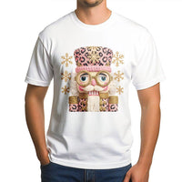Preppy Crochet Holiday T-Shirt, Pink Leopard Nutcracker Christmas Shirt, Retro Nutcracker Tee, Adorable Holiday Graphic Shirt, Xmas Present for Her