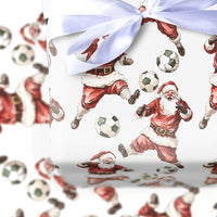 Sports Christmas Gift Wrap, Soccer Santa Claus Wrapping Paper, Football Player Holiday Paper, Soccer Coach Xmas Present Wrapping Paper Roll