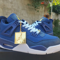 Mid Top Sneakers, Blue White Colorway, Lace Up Design, Casual Gift for Sneaker Fans
