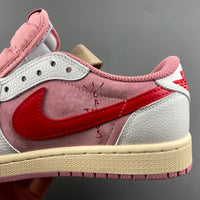 Low Top Sneakers, White Red Pink Colorway, Reverse Hook Design, Lace Up Design, Casual Gift for Sneaker Fans