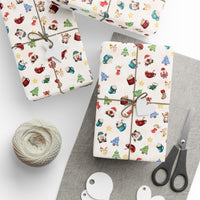 Adorable Holiday Gnomes Gift Wrap, Watercolor Christmas Gnome Wrapping Paper, Festive Xmas Present Paper, Winter Gnome Pattern Gift Wrap Roll