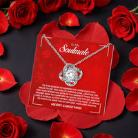 Sparkling CZ Crystal Pendant, Soulmate Love Knot Necklace, Gold Finish Soulmate Necklace, Romantic Christmas Present for Her Wife