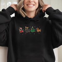 Adorable Wiener Dog Holiday Graphic Hooded Sweatshirt, Dachshund Christmas Hoodie, Xmas Doxie Lover Pullover, Festive Winter Dog Mama Jumper