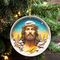 Crown of Thorns Portrait Ceramic Ornament, Jesus Christ Christmas Ornament, Religious Christian Holiday Tree Ornament, Faith Keepsake Present