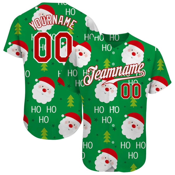 Santa Print Baseball Jersey Shirt, Custom Christmas Baseball Jersey with Name and Number, Stitched Xmas Baseball Jersey, Holi