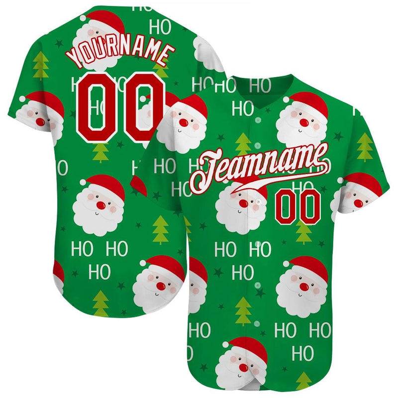 Santa Print Baseball Jersey Shirt, Custom Christmas Baseball Jersey with Name and Number, Stitched Xmas Baseball Jersey, Holiday Fan Present