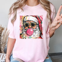 Retro Bubblegum Santa Shirt, Cool Santa Bubble Gum T-Shirt, Humorous Pink Bubble Santa Graphic Tee, Vintage Christmas T-Shirt, Holiday Present