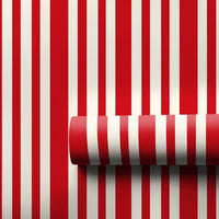 Candy Cane Stripe Gift Wrap, Classic Red and White Striped Wrapping Paper, Holiday Vertical Striped Present Paper, Christmas Gift Wrap Roll
