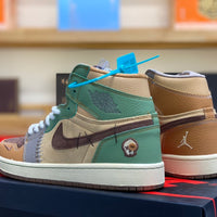 High Top Sneakers, Orange Green Colorway, Lace Up Design, Casual Gift for Sneaker Fans