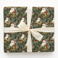 Camo Santa with Rifle Gift Wrap, Hunting Santa Christmas Wrapping Paper, Outdoorsman Holiday Wrapping Paper, Rustic Winter Wrapping Paper