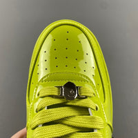 Low Top Sneakers, Neon Green Black Colorway, Lace Up Design, Casual Gift for Sneaker Fans