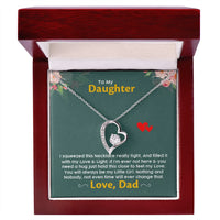 Forever Love Heart Pendant Necklace, Daughter Necklace from Dad, 14K White Gold Finish Jewelry Necklace, Birthday Christmas Present for Her