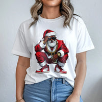 Hip Hop Christmas Graphic Tee, Black Santa T-Shirt, African American Santa Claus Shirt, Retro Urban Holiday Graphic T-Shirt Present for Him