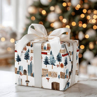 Watercolor Winter Cityscape Gift Wrap, Toronto CN Tower Wrapping Paper, Canadian Streetcar Wrapping Paper, Christmas Holiday Wrapping Paper