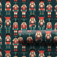 Classic Toy Soldier Holiday Gift Wrap, Nutcracker Christmas Wrapping Paper, Dark Teal Nutcracker Gift Wrapping Paper, Festive Roll Gift Wrap