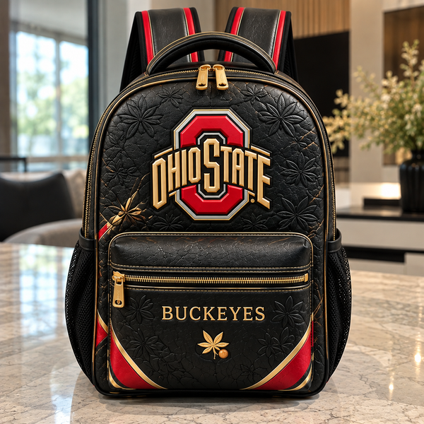 OSU Scarlet Crest - Buckeye Emblem Backpack in Black and Gold - main