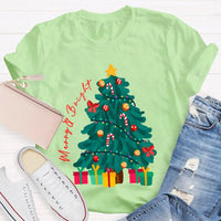 Retro Festive Holiday Graphic Tee, Merry and Bright Christmas Tree T-Shirt, Adorable Xmas Tree Shirt, Winter Holiday Present