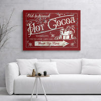 Farmhouse Christmas Canvas Print, Hot Cocoa Canvas Sign, Festive Cocoa Kitchen Wall Art, Hot Cocoa Canvas Decor, Winter Holiday Wall Decor