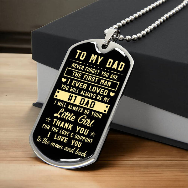 Sentiment Engraved Pendant Necklace, To My Dad Dog Tag Necklace, Stainless Steel Military Dog Tag, Birthday Present for Fathe