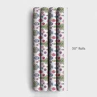 Potted Tree Holiday Gift Wrap, Watercolor Christmas Tree Wrapping Paper, Hanging Ornament Wrapping Paper, Festive Christmas Present Paper