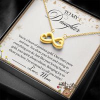 14k White Gold Pendant Necklace, To My Daughter Christmas Infinity Heart Necklace, Daughter Message Card Jewelry, Keepsake Present from Mom