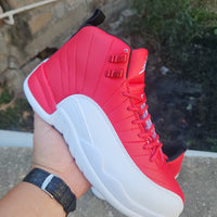 High Top Sneakers, White Red Colorway, Lace Up Design, Casual Gift for Sneaker Fans