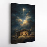 Star of Bethlehem Christmas Wall Art, Nativity Scene Canvas Print, Holy Night Christian Canvas, Religious Holiday Decor Present
