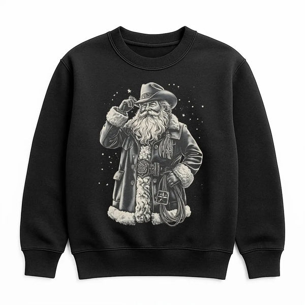 Western Christmas Lasso Sweatshirt, Cowboy Santa Sweatshirt, Vintage Cowboy Santa Crewneck, Retro Western Holiday Sweatshirt,